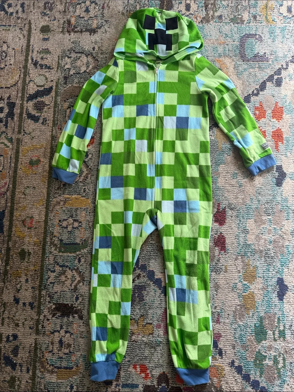 Minecraft Creeper Fleece Hooded Onesie Pajamas Union Suit
